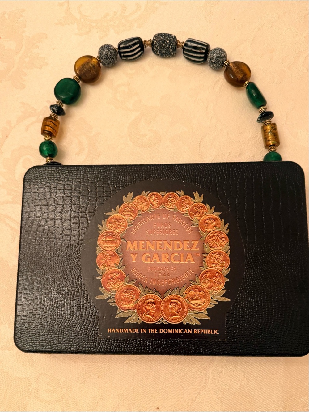 Black Beaded Handle Clutch unique cigar purse